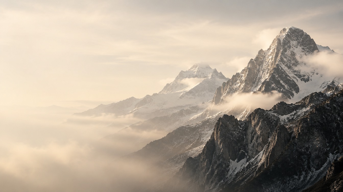 Alpine peaks above clouds